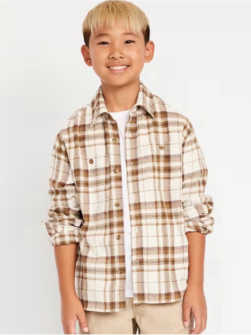 Long-Sleeve Pocket Plaid Flannel Shirt